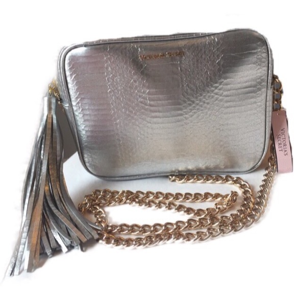 Victoria's Secret Handbags - Victoria’s Secret Silver Snakeskin Crossbody Purse